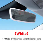Tesla Rear View Mirror Protector Frame | Silicone Edge Cover for Model 3 Y S X close-up view