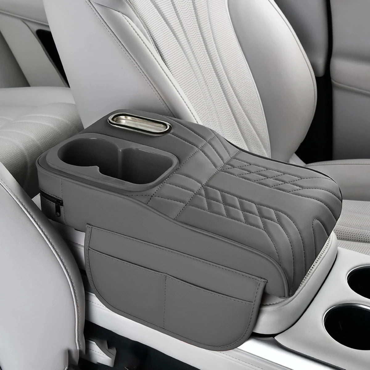 Multifunctional Car Armrest Cushion with Tissue Holder Cup Slot And Side Pockets Center Console Cover for Vehicle Interior Organ