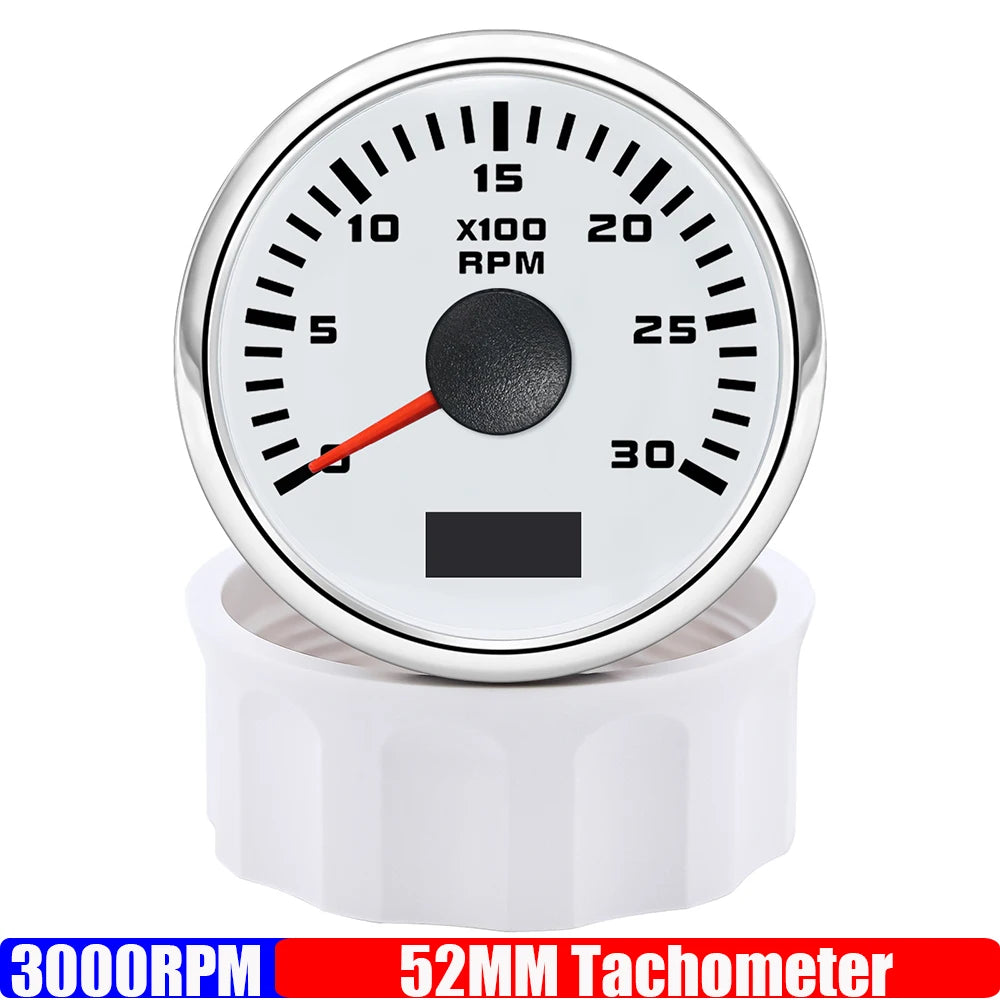 2" 52mm Tachometer Gauge | Red Backlight RPM Meter for Car Boat Marine 12V 24V additional angle
