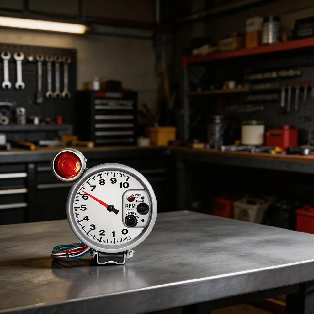 5 Inch LED Tachometer 10000RPM 127mm Black White Display | 12V Car Dashboard Gauge for V detail view