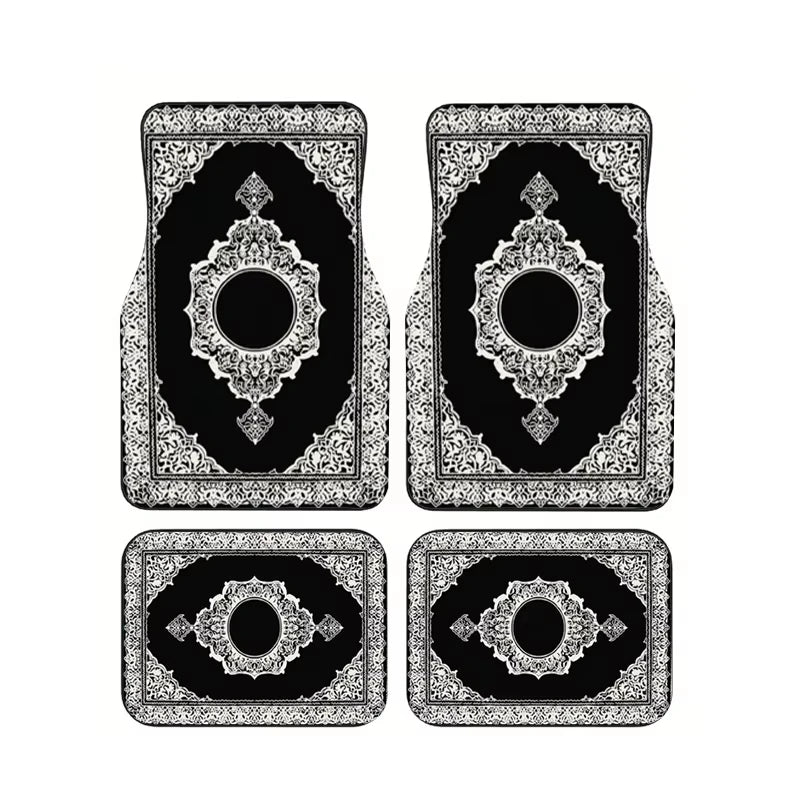 Red Bohemian Paisley Print Car Floor Mats 4Pcs Universal Anti-Slip Auto Carpet Interi lifestyle view