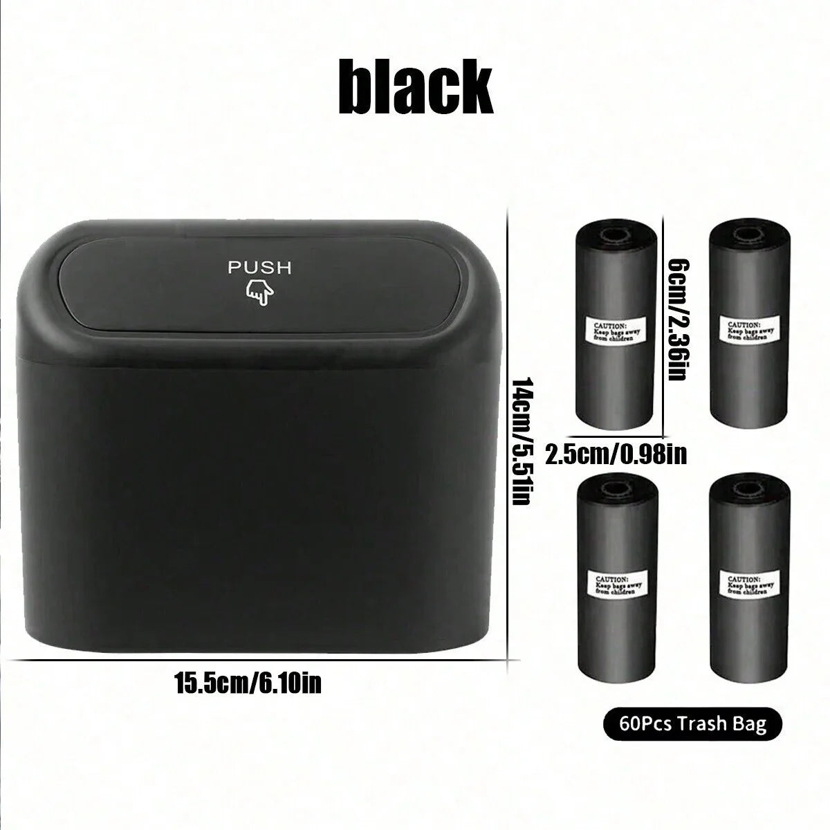 Car Trash Can with Lid, 4 Rolls of Garbage Bag additional angle