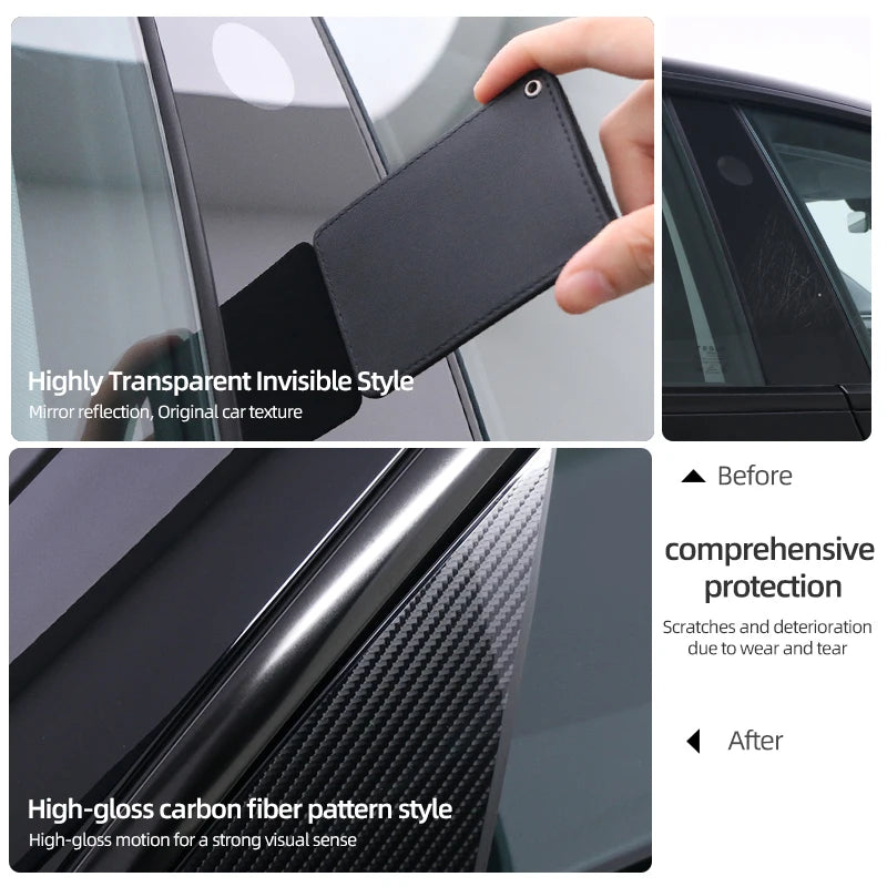 For Tesla Model 3 Highland 2024 Model Y 2019-2025 Juniper Car Body A B Center Pillar TPU Protector Film Decoration Accessories