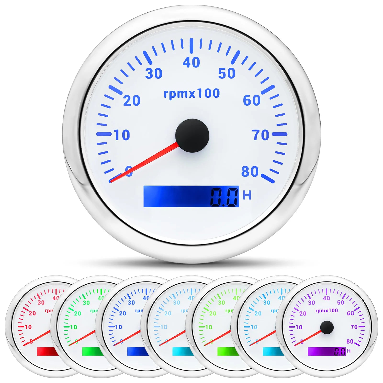 85MM Digital Tachometer 3000-8000 RPM | 7-Color Backlight LCD for Boat Car Marine RV alternate view