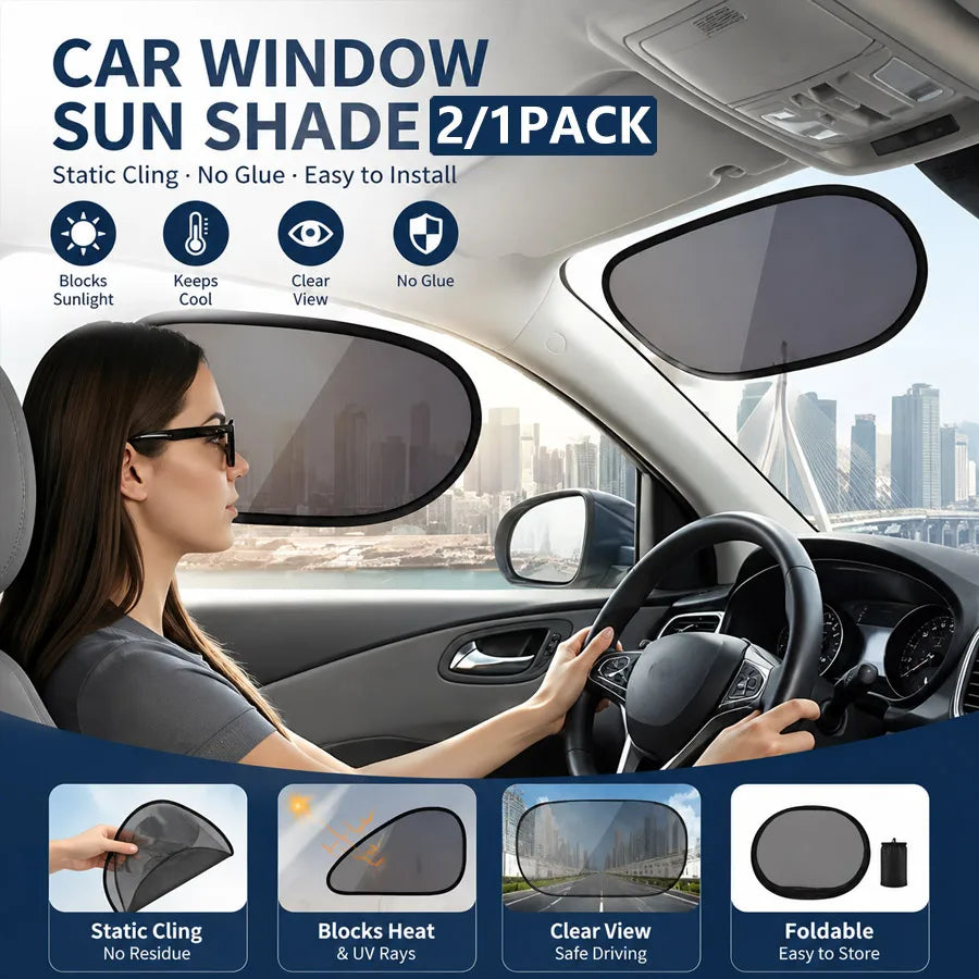 Car Sun Shade Kit, Windshield Sun Visor, Steering Wheel Sun Cover close-up view
