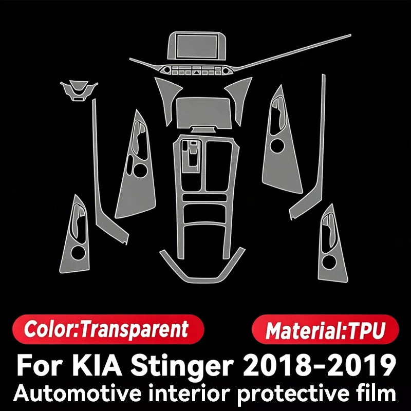For KIA STINGER 2018 2019 TPU Transparent Protect Film Interior Sticker Center Cons additional angle