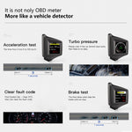 Multi-function OBD2+GPS Car HUD Head Up Display | A-Pillar Turbo Gauge close-up view