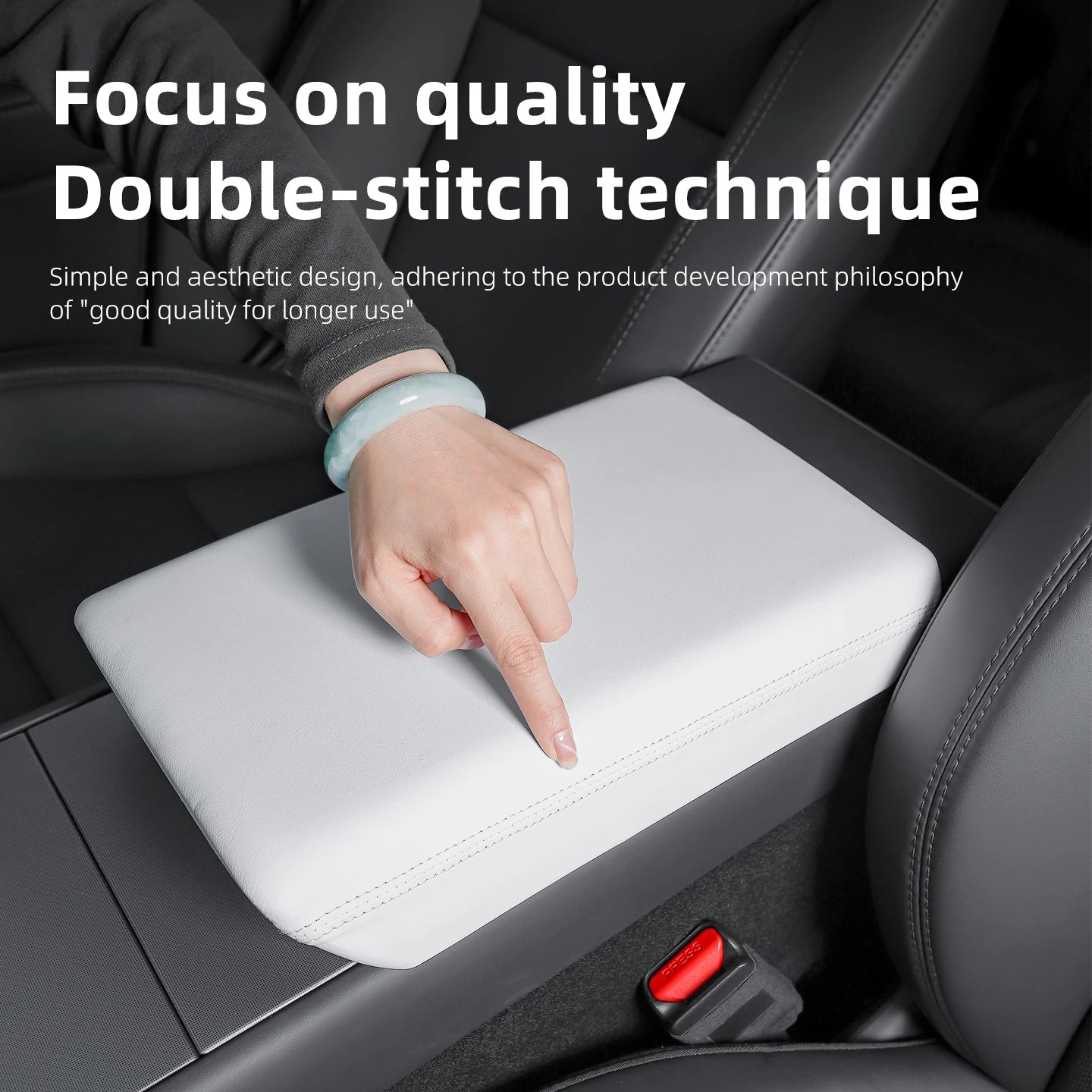 Tesla Model Y 6-Seat Armrest Box Cover | Center Console Protector lifestyle view