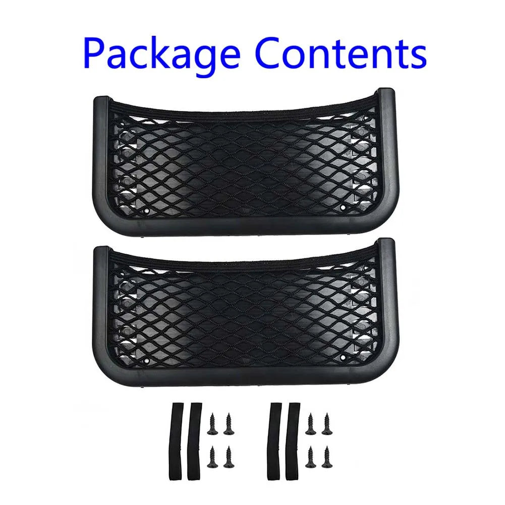2 Pcs ABS Car Phone Holder Storage Net Pocket 252mm x 120mm additional angle
