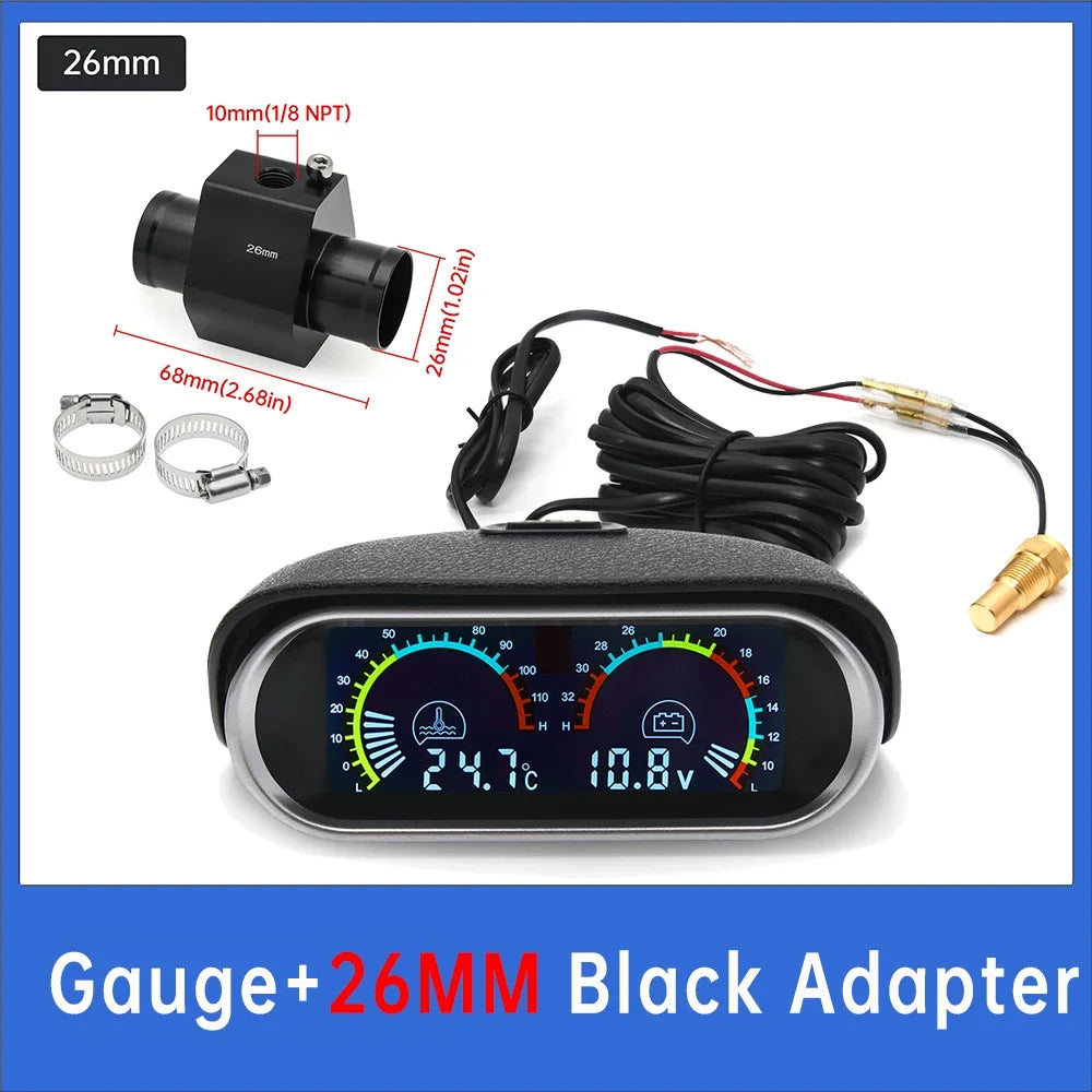 2 in 1 LCD Digital Display Voltmeter and Water Temp Gauge | Universal Car Truck Gauge alternate view