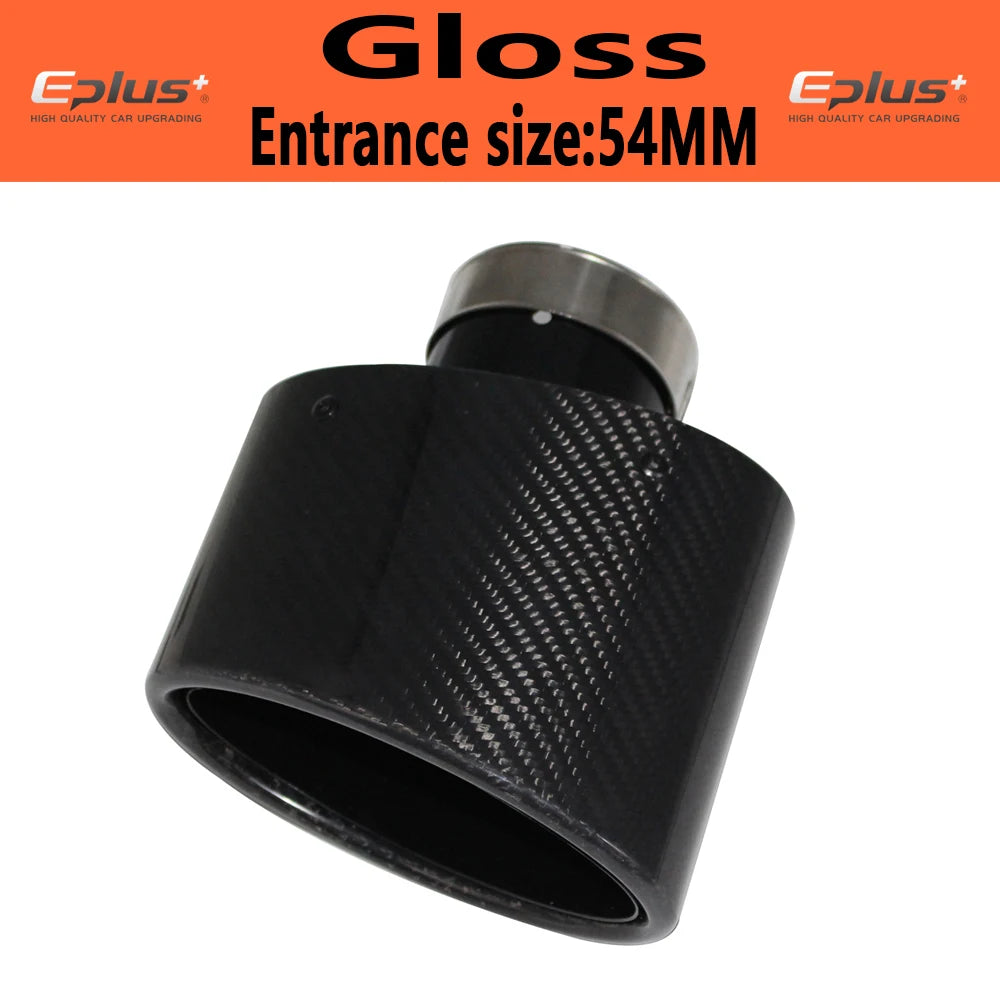 Oval Gloss Carbon Fiber Universal Car Muffler Tip Exhaust Pipe Nozzle Decoration | additional angle
