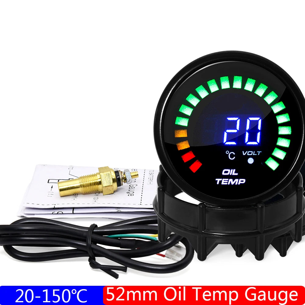 2" 52MM Digital LED Gauge Set | PSI Boost Vacuum Water Temp Oil Temp Oil Press Voltme lifestyle view