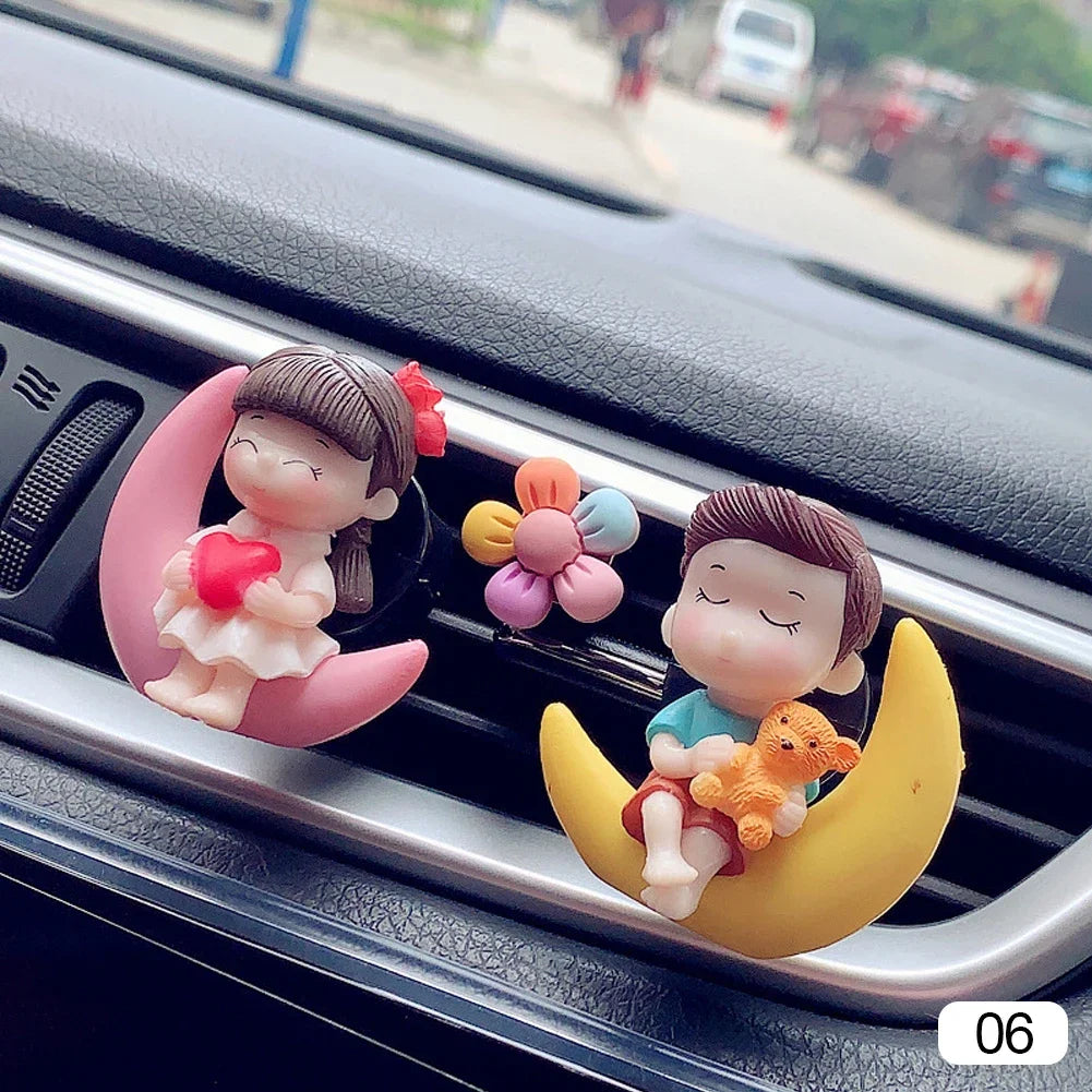 Lovely Couple Car Air Vent Freshener Essential Oil Perfume Clip Scent Aromas Diffuser Decor Fragrance Auto Interior Accessories