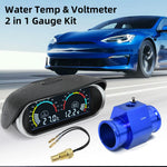 2 in 1 LCD Digital Display Voltmeter and Water Temp Gauge | Universal Car Truck Gauge with Adapter