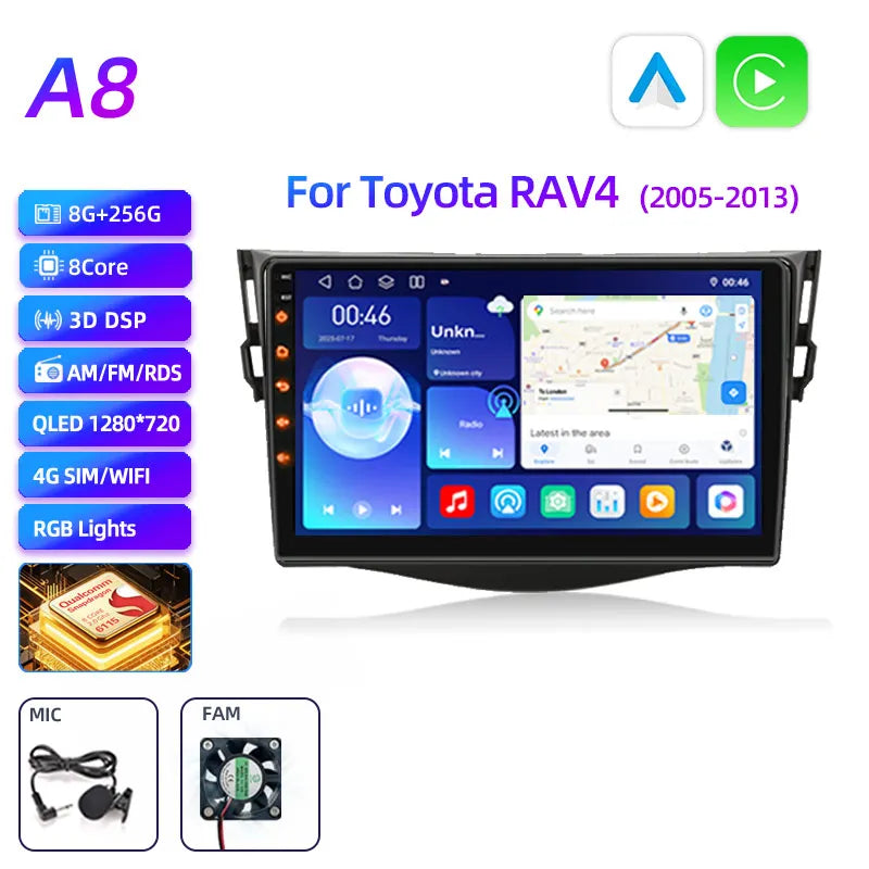 2026 New 2Din car radio, Snapdragon Android 15 supports CarPlay and Android Auto, sui alternate view