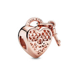 925 Sterling Silver Trinkets Rose Gold Locks And Keys Charm Of 925 Chain Bead Fit Origin detail view