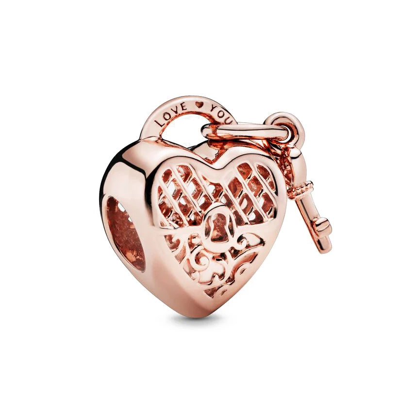 925 Sterling Silver Trinkets Rose Gold Locks And Keys Charm Of 925 Chain Bead Fit Origin detail view