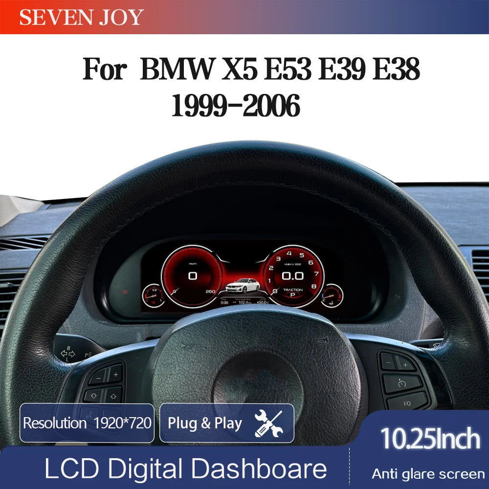 For BMW X5 E53 E39 1999-2006 10.25" Digital Cluster | Carplay Map LCD Dashboard Virtual Instrument P