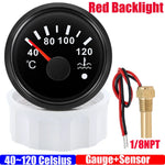 52mm Water Temperature Gauge with Flash Alarm | 40-120℃ Red LED Water Temp Meter fo additional angle