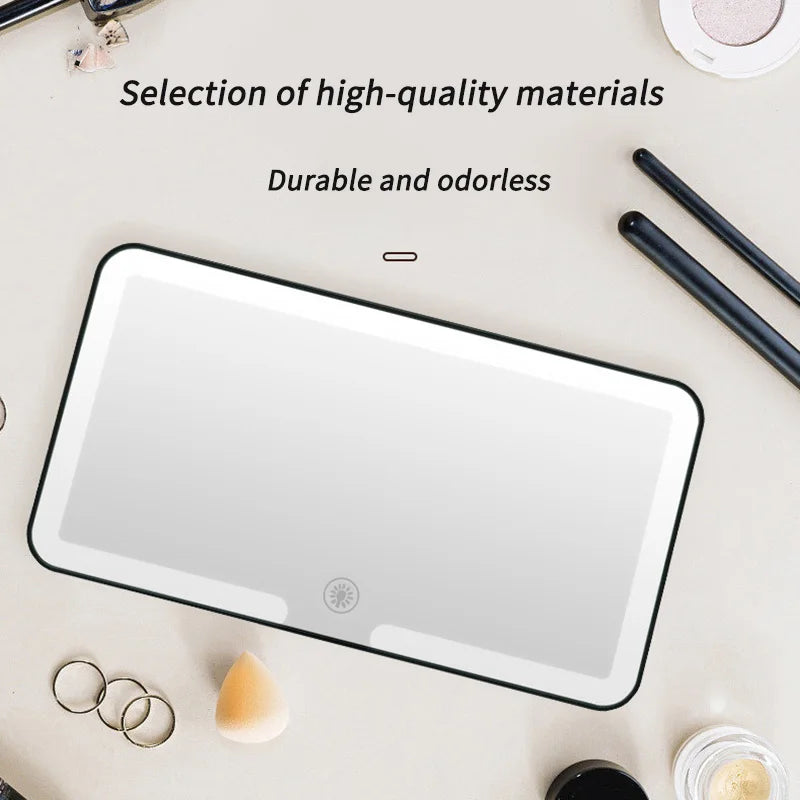 Car Interior Mirrors Sun Visor Plate LED HD Makeup Mirror for Girls Women Rechargeable Fill Light Universal Thin Vanity Mirror
