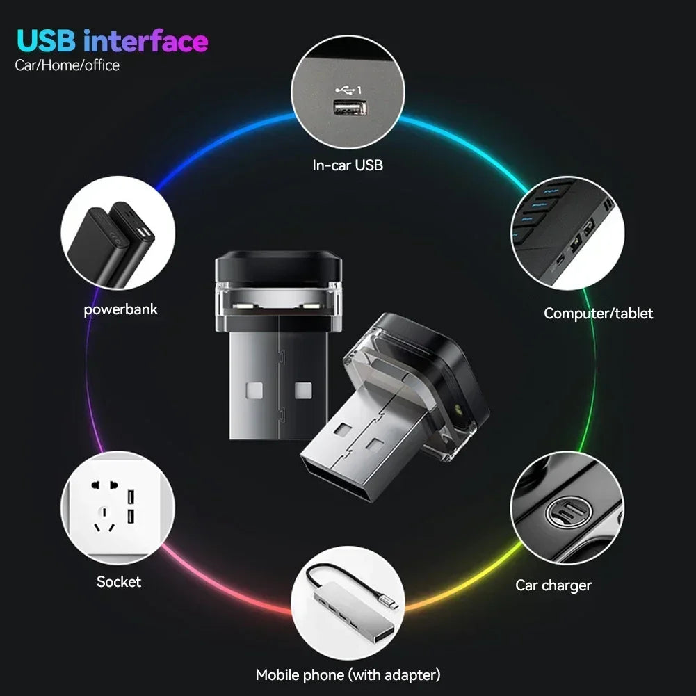 USB LED Car Interior Atmosphere Light close-up view