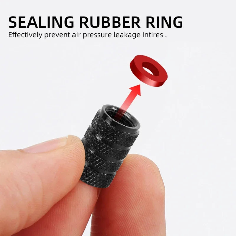 4pcs Metal Car Tire Valve Stem Caps for SUBARU Forester Impreza Legacy Outback WRX STI close-up view