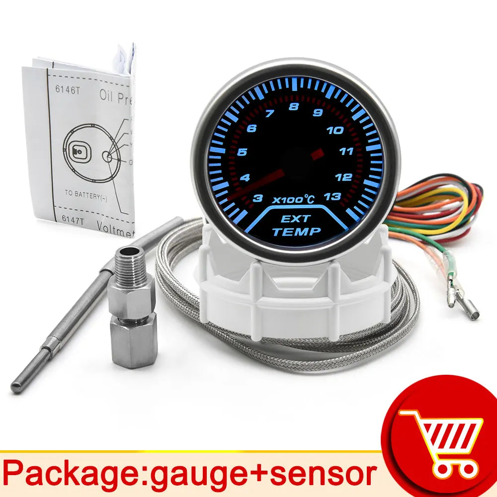 52mm Car Gauge Set Water Temp Boost Oil Pressure Voltmeter Tachometer | Universal 12V close-up view