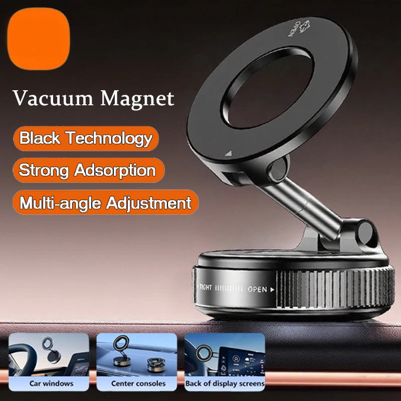 Vacuum Magnet Phone Bracket | Multi-Angle Adjustable Strong Magnetic Foldable Car Holder