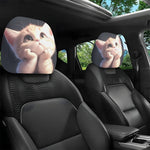 Two cute cat car headrest covers, car interior accessories, daily universal, anti-oil an detail view