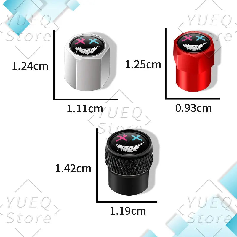4Pcs XX Smiling Face Logo Pattern Car Tire Valve Caps | Universal Aluminum Tire Ste additional angle