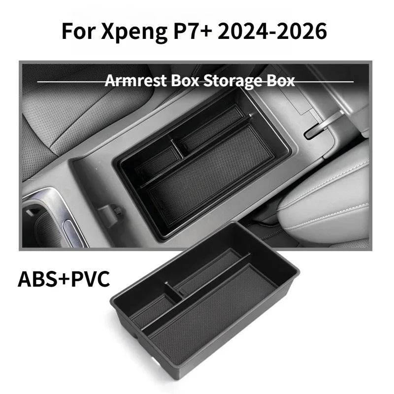 For Xpeng P7+ 2024-2026 Car Central Armrest Storage Box Wireless Charging Silicone Pad close-up view