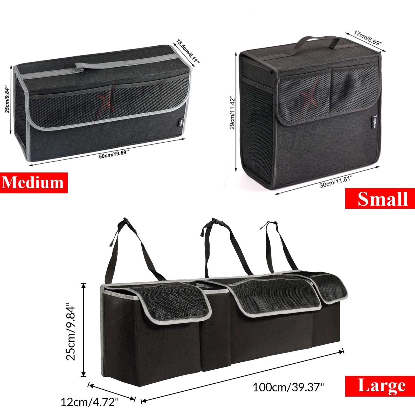 Car Trunk Organizer Felt Boot Organizer Storage Bag | Universal Collapsible Cargo Box alternate view