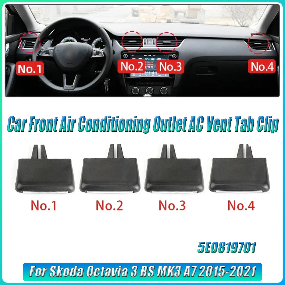 Car Front Air Conditioning Outlet AC Vent Tab Clip For Skoda Octavia 3 RS MK3 A7 2015-2021 Replacement 5E0819701 Car Parts