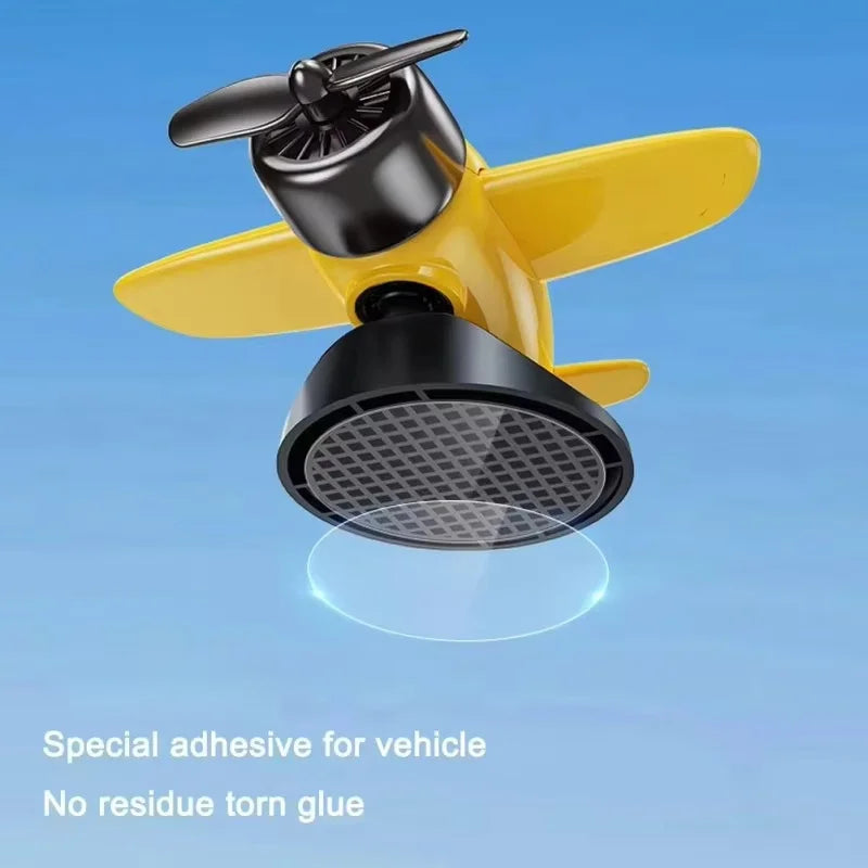 Solar Powered Rotating Airplane Car Dashboard Ornament | 360° Auto Spin close-up view