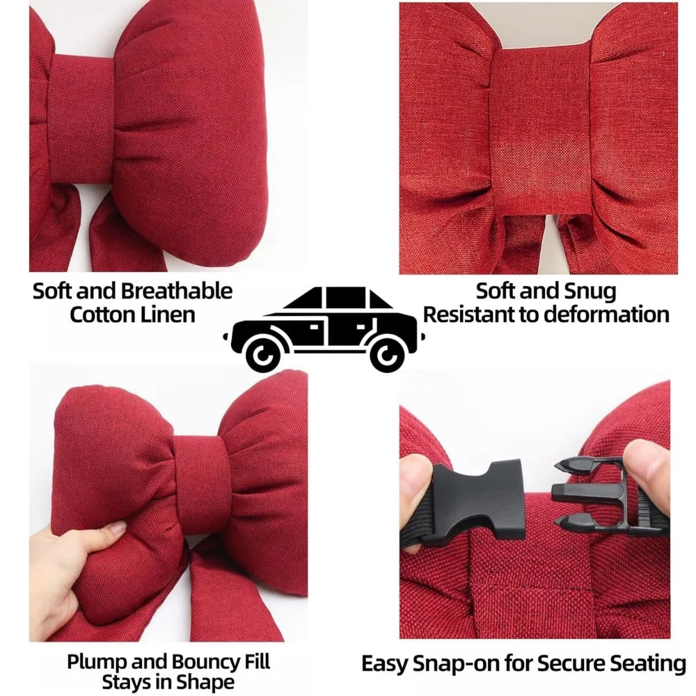 Cute Pink Bowknot Car Neck Pillow additional angle