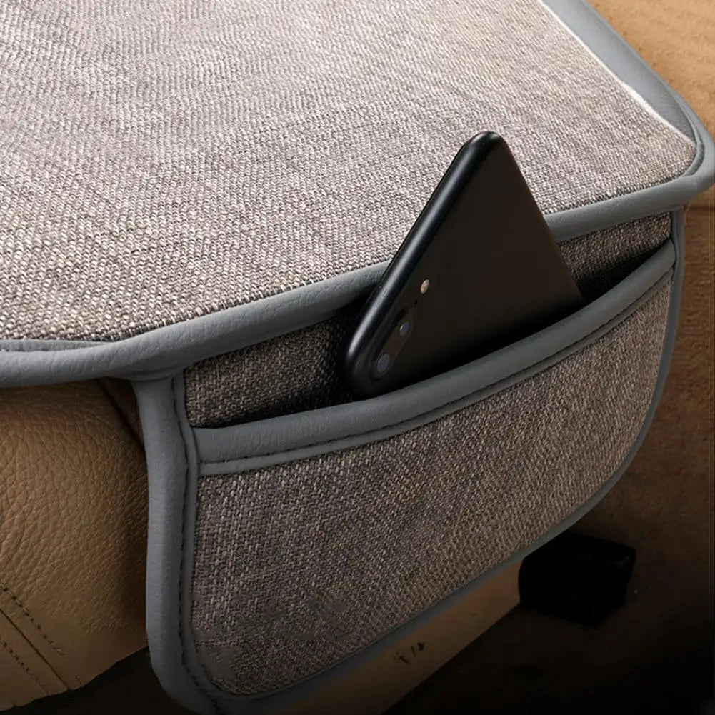 Car Breathable Flax Seat Cover Universal Front Seat Anti Dust Anti Scratch Protector lifestyle view