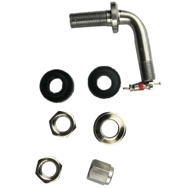 2Pcs 90/45 Degree Car Motorcycle Tire Valve Stems | Copper Extension Adapters close-up view