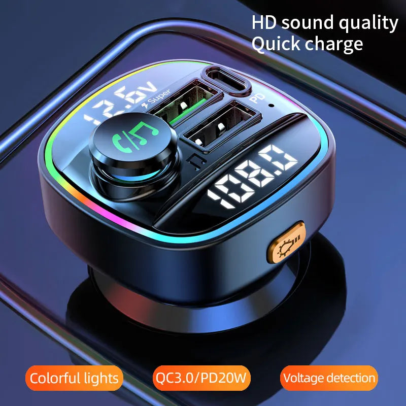Bluetooth 5.0 FM Transmitter Handsfree Car Radio Modulator MP3 Player With 22.5W USB Sup detail view