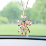 Fashion Diamond-Encrusted Bowtie Car Rearview Mirror Pendant Creative Bow Tie Car Accessory Pendant Decoration