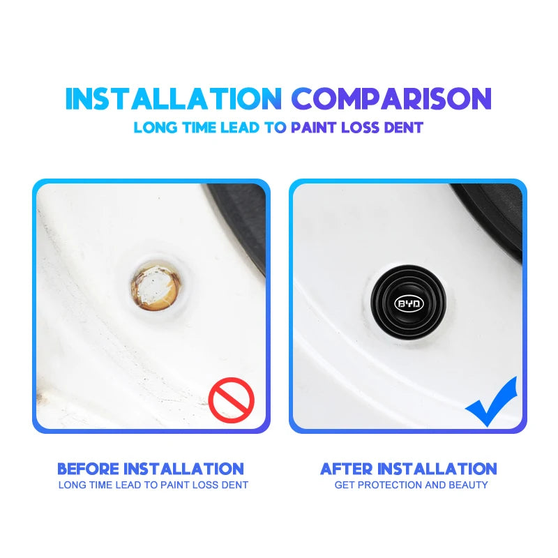 Car Door Shockproof Gasket | Silica Gel Buffer Pad Sticker for BYD Models close-up view