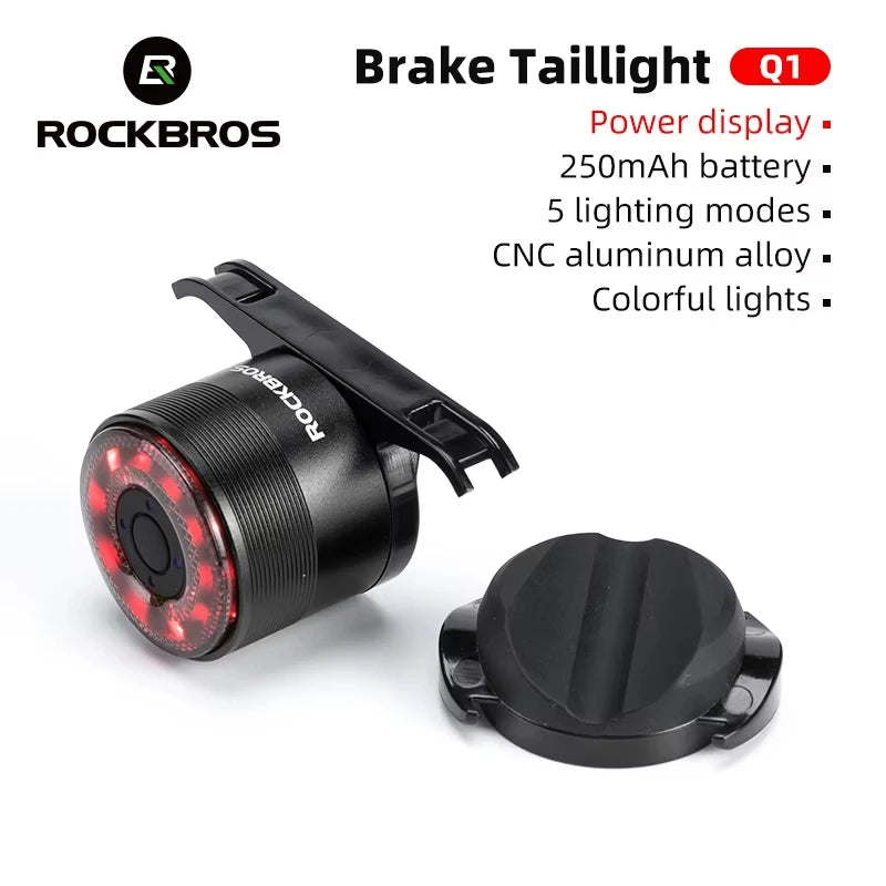 ROCKBROS Waring Bike Taillight Type-C Charge Water-resist Rear Light Double Bracket 7 Colors Cycling