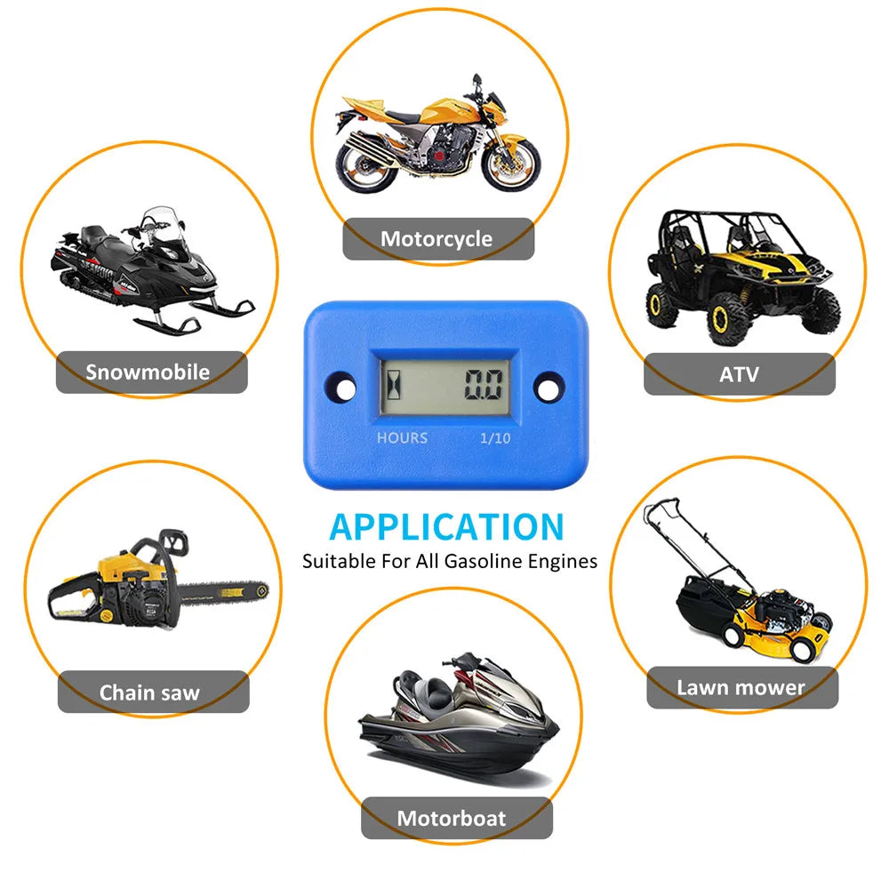 LCD Digital Tach Hour Meter | Waterproof Hour Counter for ATV Motorcycle Boat Generat lifestyle view