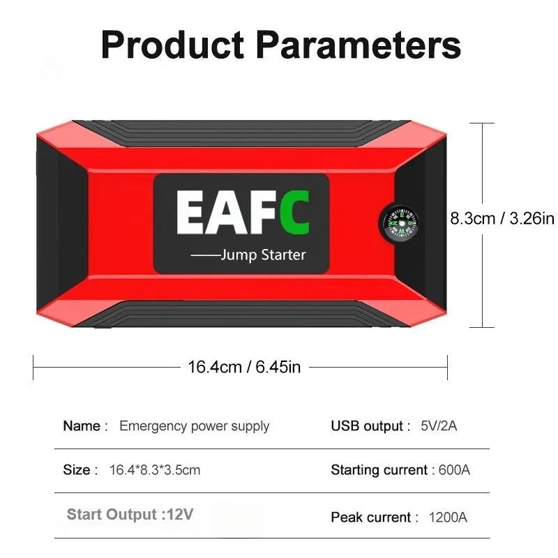 2000A /1200A/600A Car Power Bank Jump Starter Portable Emergency Starter Auto Car Battery Charger Booster 12V Starting Device