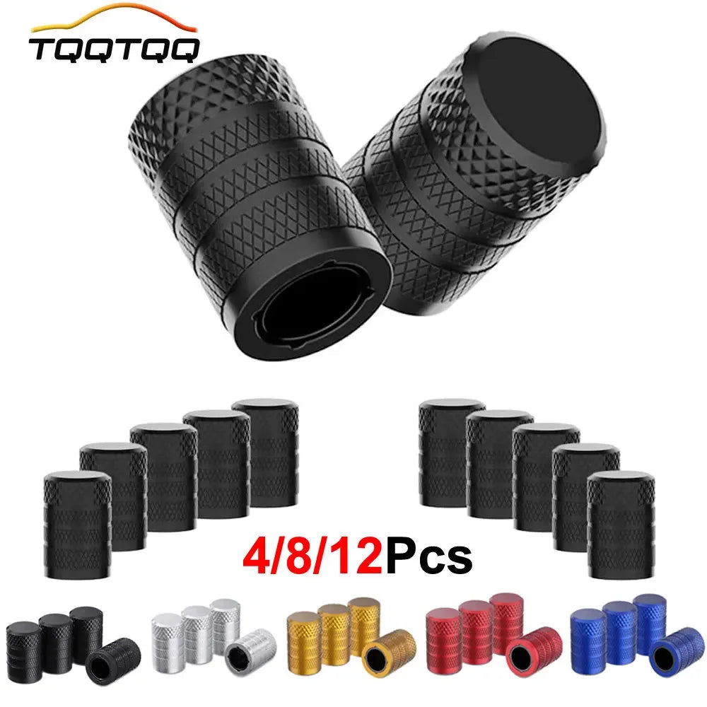 Aluminum Tire Valve Caps 4/8/12 Pack | Corrosion Resistant Universal Stem Covers for Cars Trucks Mot