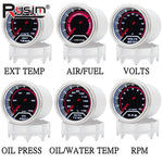 52mm 12V Car Gauge Set | Water Temp Oil Temp Oil Press Voltmeter Tachometer RPM Air Fuel Ratio Exhau