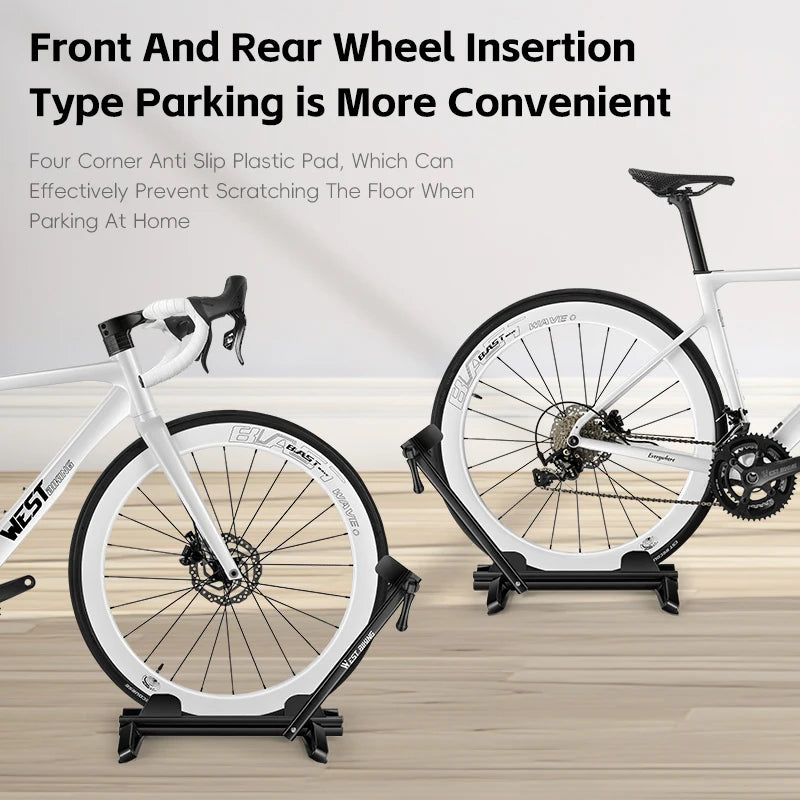 WEST BIKING Double Pole Bicycle Parking Stand | Foldable Indoor Bike Rack for 24-29 I lifestyle view
