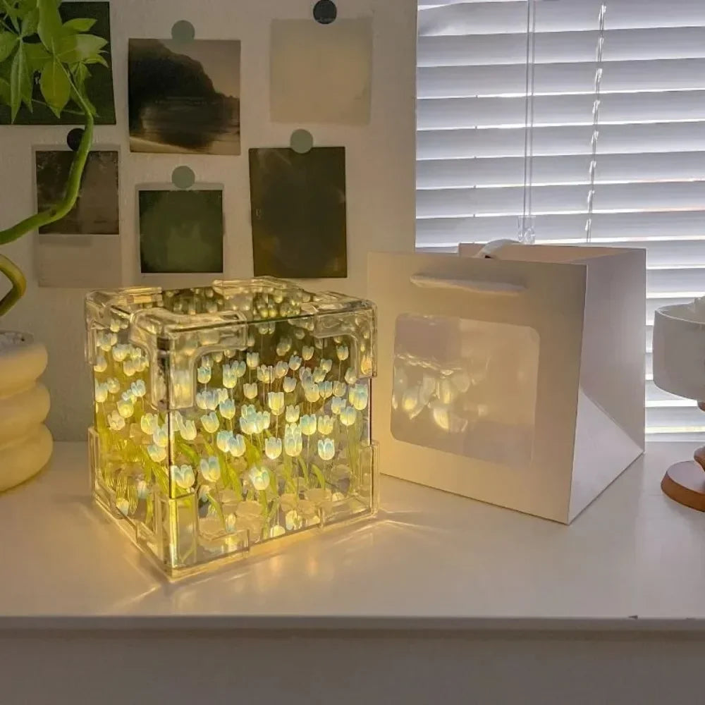 DIY Tulip Sea Mirror Night Light Kit detail view