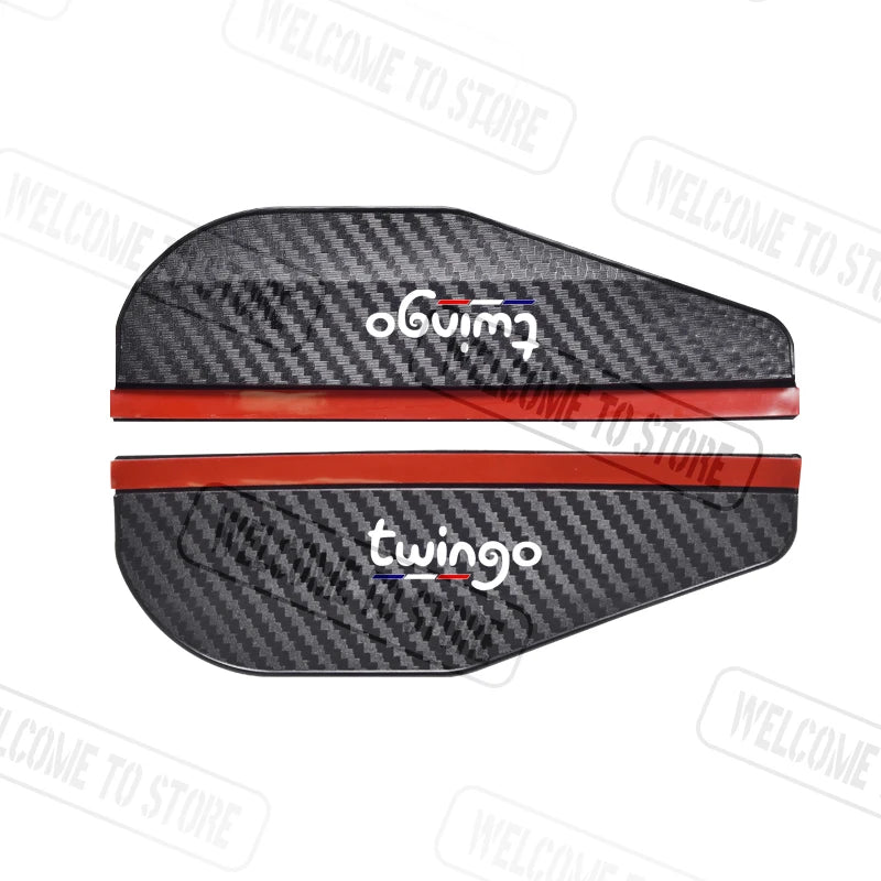 2pcs Carbon Fiber Car Rearview Mirror Rain Eyebrow | Rainproof Accessories for Renault close-up view
