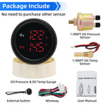 52MM 2 in 1 Digital Oil Temperature and Oil Pressure Gauge | Red LED Display for 12V alternate view