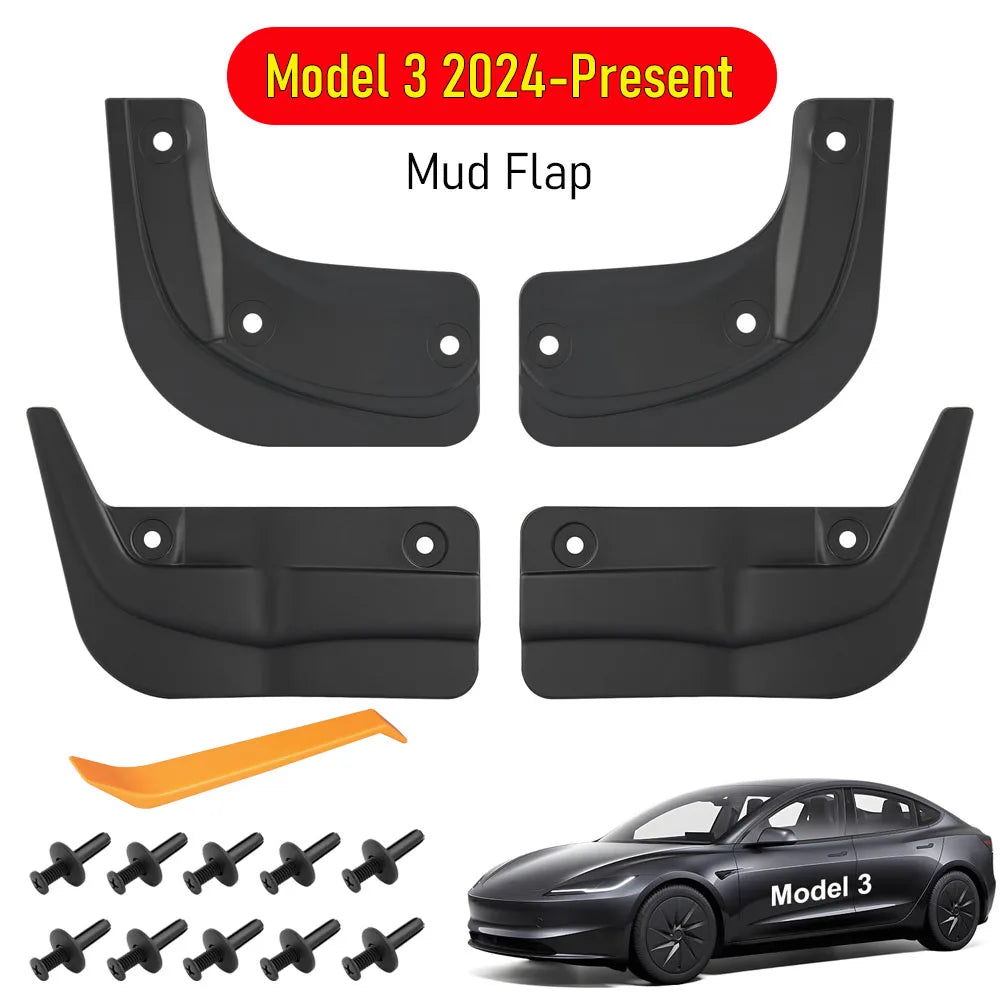 Tesla Model 3 and Model Y Mud Flaps 2025-2026 | Front and Rear Splash Guards detail view